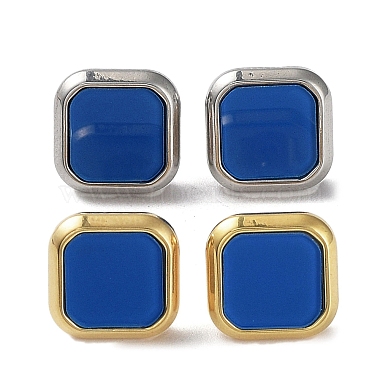 6 Pair 2 Color Square Acrylic Stud Earrings(EJEW-A024-03B)-2