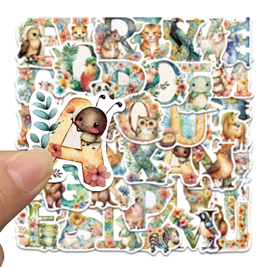 52Pcs Animal Letter PVC Waterproof Self-Adhesive Stickers(PW-WG84914-01)-2