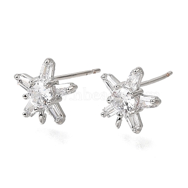 Brass Pave Cubic Zirconia Stud Earring Findings(CU-CBAE189-04P)-1