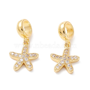 Clear Starfish Brass+Cubic Zirconia Dangle Beads