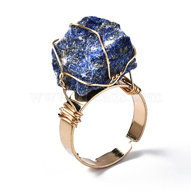 Einstellbar natürliche Lapislazuli Fingerringe(RJEW-T019-02C-KC)-4