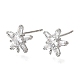 Brass Pave Cubic Zirconia Stud Earring Findings(CU-CBAE189-04P)-1