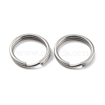 Non-Tarnish 304 Stainless Steel Split Key Rings, Keychain Clasp Findings, 2-Loop Round Ring, Stainless Steel Color, 15x2mm, Single Wire: 1.2mm(STAS-Q314-02K-P)