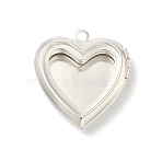 Heart Brass Locket Pendants, Rack Plating, Long-Lasting Plated, Lead Free & Cadmium Free, 925 Sterling Silver Plated, 24x23x4.5mm, Hole: 2mm, Inner Diameter: 16.5x16mm(KK-K414-12A-S)