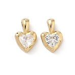 Brass Micro Pave Cubic Zirconia Charms, Real 18K Gold Plated, Heart, 12x8x5mm, Hole: 2.5x1.5mm(KK-L260-11A-G)