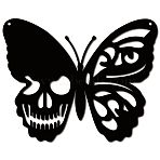 Iron Hanging Ornaments, for Home Wall Decoration, Butterfly with Skull, Matte Gunmetal Color, 239x300x1mm(AJEW-WH0286-001)