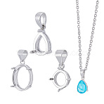 3Pcs 3 Styles 925 Sterling Silver Pendant Connector Settings, Platinum, Tray: 6.5~8.5x6.5~7.5x3.5~5mm, 10.5~11x7.5~9mm, Hole: 4.5~5x3~4mm, 1pc/style(STER-NB0001-17)