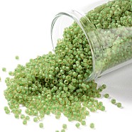 TOHO Round Seed Beads, Japanese Seed Beads, (946FM) Green Lined Citrine Matte, 15/0, 1.5mm, Hole: 0.7mm,  about 3000pcs/10g(X-SEED-TR15-0946FM)