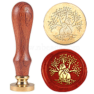 Wax Seal Stamp Set, Sealing Wax Stamp Solid Brass Heads with Wood Handles, for Envelopes Invitations, Gift Card, Tree, 83x22mm, Stamps: 25x14.5mm(AJEW-WH0208-1504)