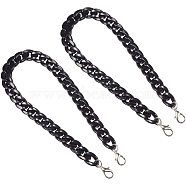 Resin Bag Strap Chains, Curb Chains, with Iron Lobster Claw Clasps, for Bag Straps Replacement Accessories, Black, 608x21x7mm, 2pcs/box(FIND-PH0001-69)