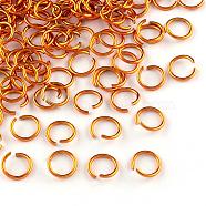 Aluminum Wire Open Jump Rings, Orange, 20 Gauge, 6x0.8mm, Inner Diameter: 5mm, about 817pcs/19g(X-ALUM-R005-0.8x6-17)