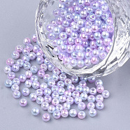 Rainbow ABS Plastic Imitation Pearl Beads, Gradient Mermaid Pearl Beads, Round, Pink, 5x4.5mm, Hole: 1.4mm, about 9000pcs/500g(OACR-Q174-5mm-01)