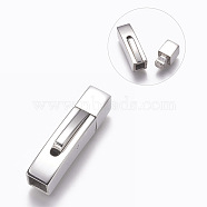 304 Stainless Steel Bayonet Clasps, Stainless Steel Color, 28.5x7mm, Hole: 5x5mm(STAS-A035F-5P)