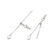 Anti-Tarnish 925 Sterling Silver Chain Extenders, Slider Cable Chain with Heart Tag & Spring Clasp & S925 Stamp, Platinum, 62mm, Heart: 5.5x6.5x0.5mm, Stamp: 7x3x0.3mm, Clasp: 6x8x0.8mm(STER-N016-42P)