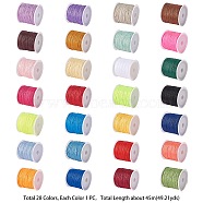 Nylon Thread, Nylon String Jewelry Bead Cord for Custom Woven Jewelry Making, Mixed Color, 0.8mm, about 45m/roll, 28colors, 1roll/color, 28rolls/set(NWIR-PH0001-36-WH)