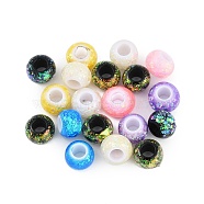 Plastic Beads, Flat Round, with Synthetic Opal, Mixed Color, 9~9.5x6mm, Hole: 3.8mm(FIND-I041-02B)