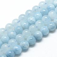 Natural Aquamarine Beads Strands, Round, 10mm, Hole: 1mm, about 40pcs/strand, 15.7 inch(G-R446-10mm-05)