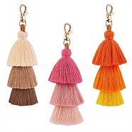 3Pcs Colorful Tassel Keychain Handmade Boho Keychain Personalized Bag Charm Tassel Keychain for Women, Colorful, 16.5x4cm(JX282A)