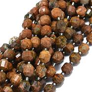 Natural Gemstone Beads Strands, with Seed Beads, Faceted, Bicone, Double Terminated Point Prism Beads, 9~10.5x8~10mm, Hole: 0.8mm, about 31pcs/strand, 15.16 inch(38.5cm)(G-O201B-90)
