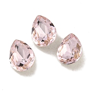 Glass Rhinestone Cabochons, Flat Back & Back Plated, Faceted, Teardrop, Light Rosaline AB, 6x4x2.5mm(RGLA-L029-19B-223)