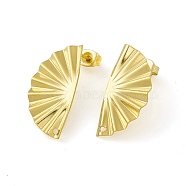 304 Stainless Steel Stud Earrings Finding, Half Round, with Hole, Golden, 25x12.5mm, Hole: 1.2mm, Pin: 0.8mm(STAS-C061-15G)