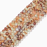 Glass Round Beads Strands, Imitation Stones, Round, Saddle Brown, 8~8.5x8mm, Hole: 1mm, about 46~52pcs/strand, 14.17''~15.35''(36~39cm)(GLAA-M044-01B)