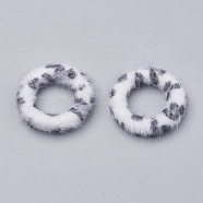 Faux Mink Fur Covered Linking Rings, with Aluminum Bottom, Ring, Platinum, Light Steel Blue, 27x4mm(X-WOVE-N009-08L)
