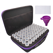 DIY Diamond Painting Tools Kit, including 1Pc Storage Case, 1 Sheet Blank Stickers, 1Pc Silicone Funnel Hopper, 60Pcs Plastic Seperated Jar with Lid, Purple, 320x230x70mm(DIAM-PW0001-063I)