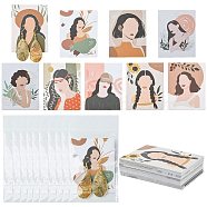 45Pcs 9 Styles Paper Jewelry Display Cards, for Earring, Rectangle with Women Pattern, Mixed Color, Card: 8x6cm, 5pcs/style(CDIS-CJ0001-09)