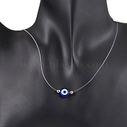 Lampwork Pendant Necklaces for Women, with Nylon Wire, Blue, 15.87 inch(40.3cm)(NJEW-JN04800)