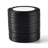 Garment Accessories 1/4 inch(6mm) Satin Ribbon, Black, 25yards/roll(22.86m/roll)(X-RC6mmY039)