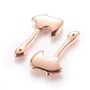 304 Stainless Steel Pendants, Axe, Rose Gold, 39x22.5x4mm, Hole: 2mm(STAS-P237-02RG)