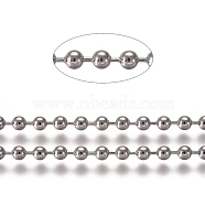 Tarnish Resistant 304 Stainless Steel Ball Chains, with Card Paper, Stainless Steel Color, 2.4mm(CHS-E021-13F-P)