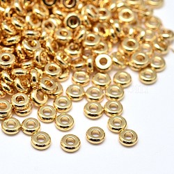 Brass Flat Round Spacer Beads, Nickel Free, Golden, 6x2mm, Hole: 2mm(X-KK-M085-B-12G-NR)