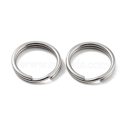 304 Stainless Steel Split Key Rings, Keychain Clasp Findings, 2-Loop Round Ring, Stainless Steel Color, 15x2mm, Single Wire: 1mm(STAS-Q314-02K-P)