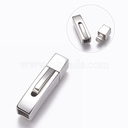 Tarnish Resistant 304 Stainless Steel Bayonet Clasps, Stainless Steel Color, 28.5x7mm, Hole: 5x5mm(STAS-A035F-5P)