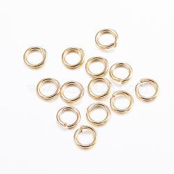 304 Stainless Steel Jump Rings, Open Jump Rings, Real 24K Gold Plated, 21 Gauge, 4.5x0.7mm, Inner Diameter: 3.1mm(STAS-H380-09G)