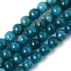 Natural Quartz Beads Strands, Dyed & Heated, Imitation Apatite, Round, Teal, 10~10.5mm, Hole: 1.2mm, about 38pcs/strand, 14.96 inch(38cm)(X-G-R479-10mm-03)