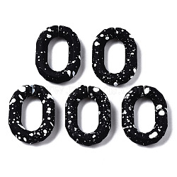 Spray Painted CCB Plastic Linking Rings, Quick Link Connectors, for Jewelry Chain Making, Oval, Black, 25.5x18x5.5mm, Inner Diameter: 8x15mm(CCB-Q091-015B)