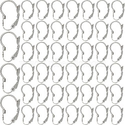 304 Stainless Steel Leverback Earring Findings, with Bumpy Pattern, Stainless Steel Color, 16.7x10.5x4mm, Hole: 1.4mm, Pin: 1mm, 120Pcs/box(STAS-SP0001-03A)