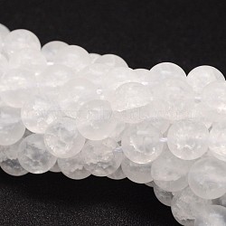 Synthetic Crackle Quartz Bead Strands, Round, Dyed, Frosted, White, 6mm, Hole: 1mm, about 66pcs/strand, 15.75 inch(X-CCG-K002-6mm-01)