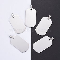 304 Stainless Steel Big Pendants, Manual Polishing, Blank Stamping Tags, Rectangle, Stainless Steel Color, 43x24x1.8mm(STAS-TAG0001-18)
