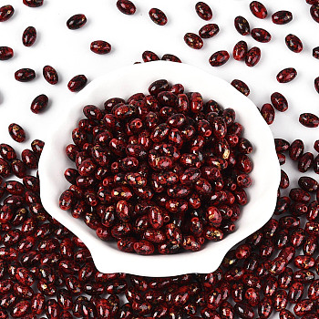 Oval Glass Seed Beads, with Glitter Powder, Two Tone, FireBrick, 9~9.5x6~6.5mm, Hole: 1.3~1.5mm, about 1058pcs/pound