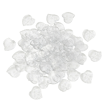 Transparent Acrylic Pendants, Leaf, Clear, 15x15x2mm, Hole: 1.5mm, 100pcs/bag
