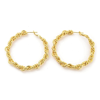 Rack Plating Brass Hoop Earrings, Long-Lasting Plated, Cadmium Free & Lead Free, Real 18K Gold Plated, 51x52.5x6mm