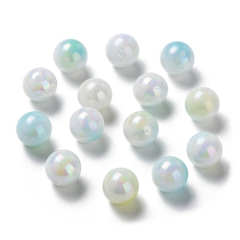 Two Tone Opaque Acrylic Beads, Round, Aquamarine, 10mm, Hole: 1.8mm, about 1020pcs/500g