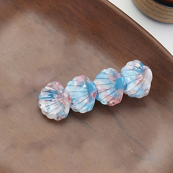 Shell Shape Cellulose Acetate Alligator Hair Clips, Hair Accessories for Girls, Deep Sky Blue, 72x23x25mm