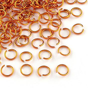 Aluminum Wire Open Jump Rings, Orange, 20 Gauge, 6x0.8mm, Inner Diameter: 5mm, about 817pcs/19g