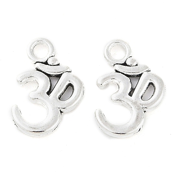 Tibetan Style Alloy Aum/Om Symbol Pendants, Cadmium Free & Lead Free, Antique Silver, 15.8x10.7x2mm, Hole: 2mm, about 625pcs/500g