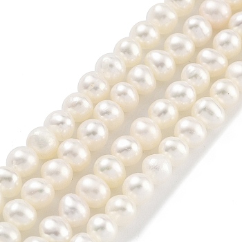 Natural Cultured Freshwater Pearl Beads Strands, Potato, Floral White, 3.5~4mm, Hole: 0.5mm, about 45~59pcs/strand, 6.89~7.68 inch(17.5~19.5cm)